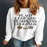 Letter Graphic Round Neck Long Sleeve Sweatshirt - White