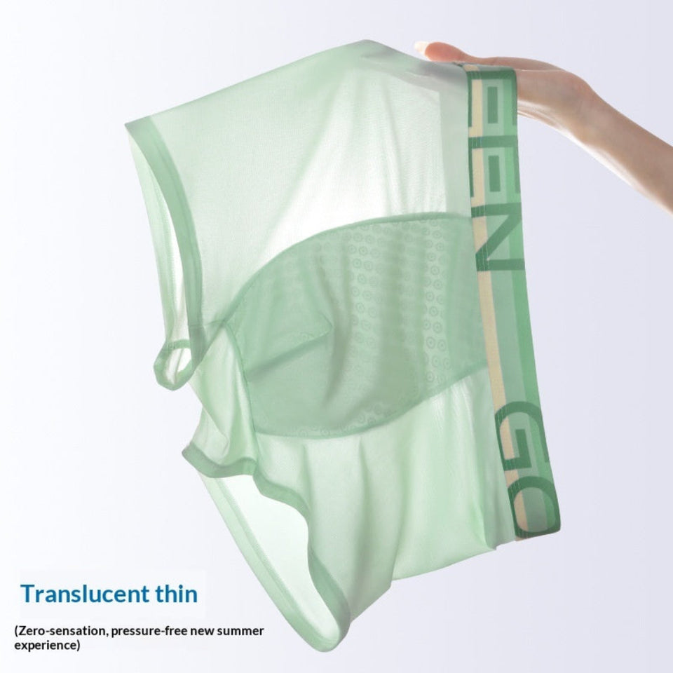 Men's breathable ice silk boxer briefs with lightweight, comfortable fit.