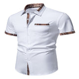 Men's Short Sleeve Plaid Trim Shirt - Black