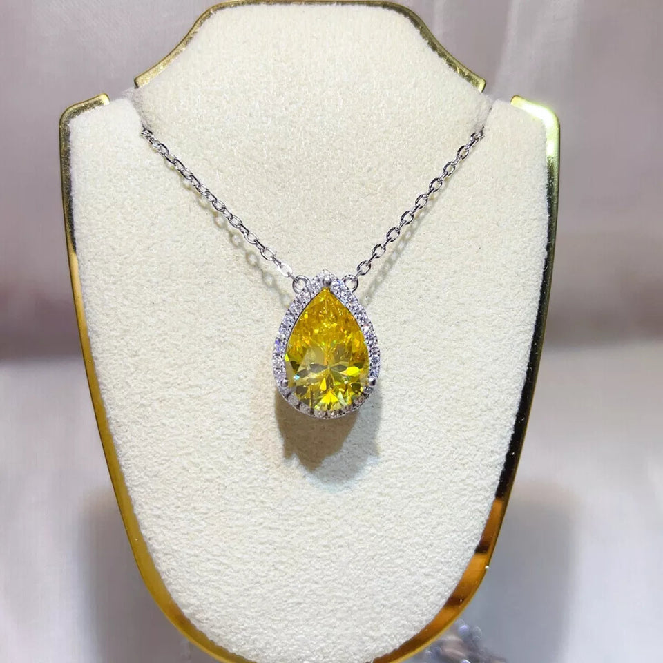 5 carat moissanite pendant necklace crafted in 925 sterling silver with a brilliant sparkling gemstone.