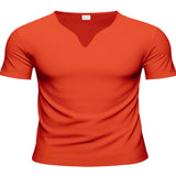 Men's Full Size V-Neck Short Sleeve T-Shirt and Shorts Set Plus Size - Orange