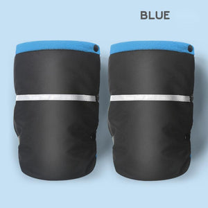Insulated winter stroller hand muff gloves for warm hands during outdoor walks.