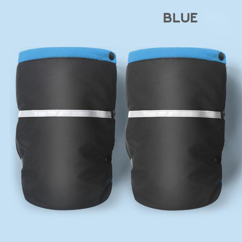 Insulated winter stroller hand muff gloves for warm hands during outdoor walks.