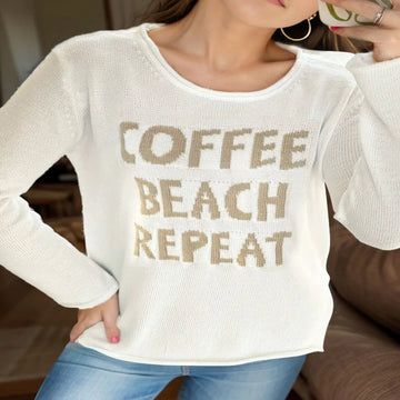 Letter Graphic Round Neck Long Sleeve Sweatshirt - White