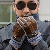 Men's Pigskin Winter Cycling Gloves - Black