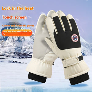 Winter ski windproof touchscreen gloves with warm fleece lining for skiing and cold-weather outdoor activities.