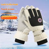 Winter ski windproof touchscreen gloves with warm fleece lining for skiing and cold-weather outdoor activities.