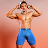 Men's Extended Ice Silk Sports Boxer Briefs | Breathable Compression Underwear - Black