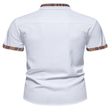 Men's Short Sleeve Plaid Trim Shirt - Black