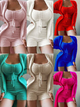 Women's Fashion Casual Solid Color Plush Homewear Suit