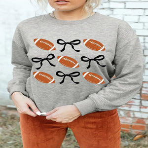 Women's football graphic round neck long-sleeve sweatshirt for game day.