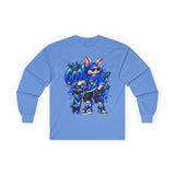 Blue Graffiti Bunny Graphic Long Sleeve T-Shirt
