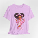 Cute Girl Graphic Tee — Pink Cartoon Doll Illustration T-Shirt