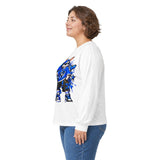 Blue Graffiti Bunny Graphic Long Sleeve T-Shirt