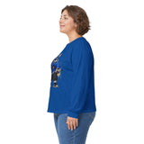 Skateboard Bunny Long Sleeve Tee — Blue Rabbit Skate Graphic