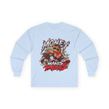 Money Makes Moves Teddy Bear Graphic Long Sleeve Shirt