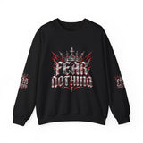 Crewneck Sweatshirt – 'Fear Nothing' Gothic Crown Graphic
