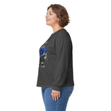 Skateboard Bunny Long Sleeve Tee — Blue Rabbit Skate Graphic