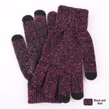 Knitted winter touchscreen wool gloves for men and women with warm soft fabric for cold-weather use.