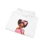 Girls' Pink Sipper Hoodie — Cute Afro Puff Girl Graphic Sweatshirt