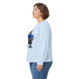 Skateboard Bunny Long Sleeve Tee — Blue Rabbit Skate Graphic