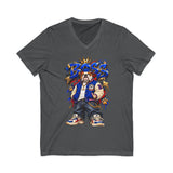 Blue Boss Streetwear Graphic V-Neck T-Shirt