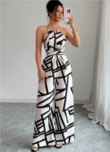 Women's Fashion Zebra Print Suspender Jumpsuit