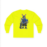 Skateboard Bunny Long Sleeve Tee — Blue Rabbit Skate Graphic