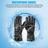 Rechargeable heated winter cycling gloves with three-level temperature control for outdoor cold-weather activities.