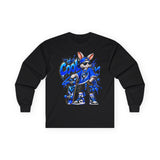 Blue Graffiti Bunny Graphic Long Sleeve T-Shirt