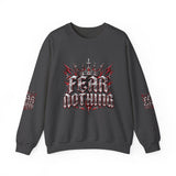 Crewneck Sweatshirt – 'Fear Nothing' Gothic Crown Graphic