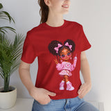 Cute Girl Graphic Tee — Pink Cartoon Doll Illustration T-Shirt