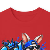 Blue Graffiti Bunny Graphic Long Sleeve T-Shirt