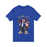 Blue Boss Streetwear Graphic V-Neck T-Shirt