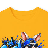 Blue Graffiti Bunny Graphic Long Sleeve T-Shirt