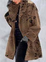 Fashion Retro Women's Lapel Print Wool Jacket