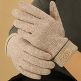 Cashmere-look men's thermal winter gloves with a soft insulated lining.
