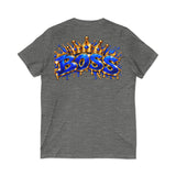Blue Boss Streetwear Graphic V-Neck T-Shirt