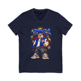 Blue Boss Streetwear Graphic V-Neck T-Shirt