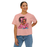 Boxy Tee — Pink Bow Girl Graphic Crop Tee