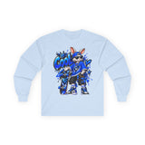 Blue Graffiti Bunny Graphic Long Sleeve T-Shirt