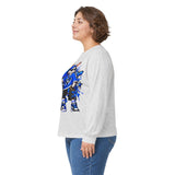 Blue Graffiti Bunny Graphic Long Sleeve T-Shirt