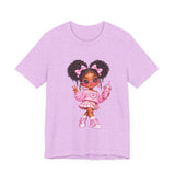 Cute Girl Graphic Tee — Pink Cartoon Doll Illustration T-Shirt