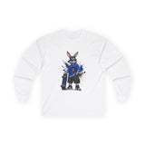 Skateboard Bunny Long Sleeve Tee — Blue Rabbit Skate Graphic