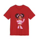 Cute Girl Graphic Tee — Pink Cartoon Doll Illustration T-Shirt