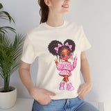Cute Girl Graphic Tee — Pink Cartoon Doll Illustration T-Shirt