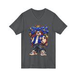 Blue Boss Streetwear Graphic V-Neck T-Shirt