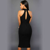 Women's Sleeveless Halter Neck Bodycon Midi Dress - S