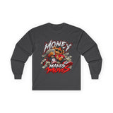Money Makes Moves Teddy Bear Graphic Long Sleeve Shirt