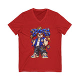 Blue Boss Streetwear Graphic V-Neck T-Shirt